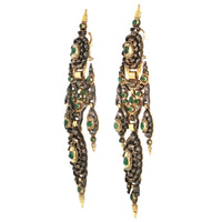 Antique gold, silver and emerald earrings. Spain 1800 c.a.