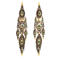 Antique gold, silver and emerald earrings. Spain 1800 c.a.