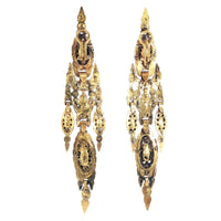 Antique gold, silver and emerald earrings. Spain 1800 c.a.
