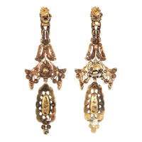 Antique gold, silver and emerald earrings. Spain 1800 c.a.