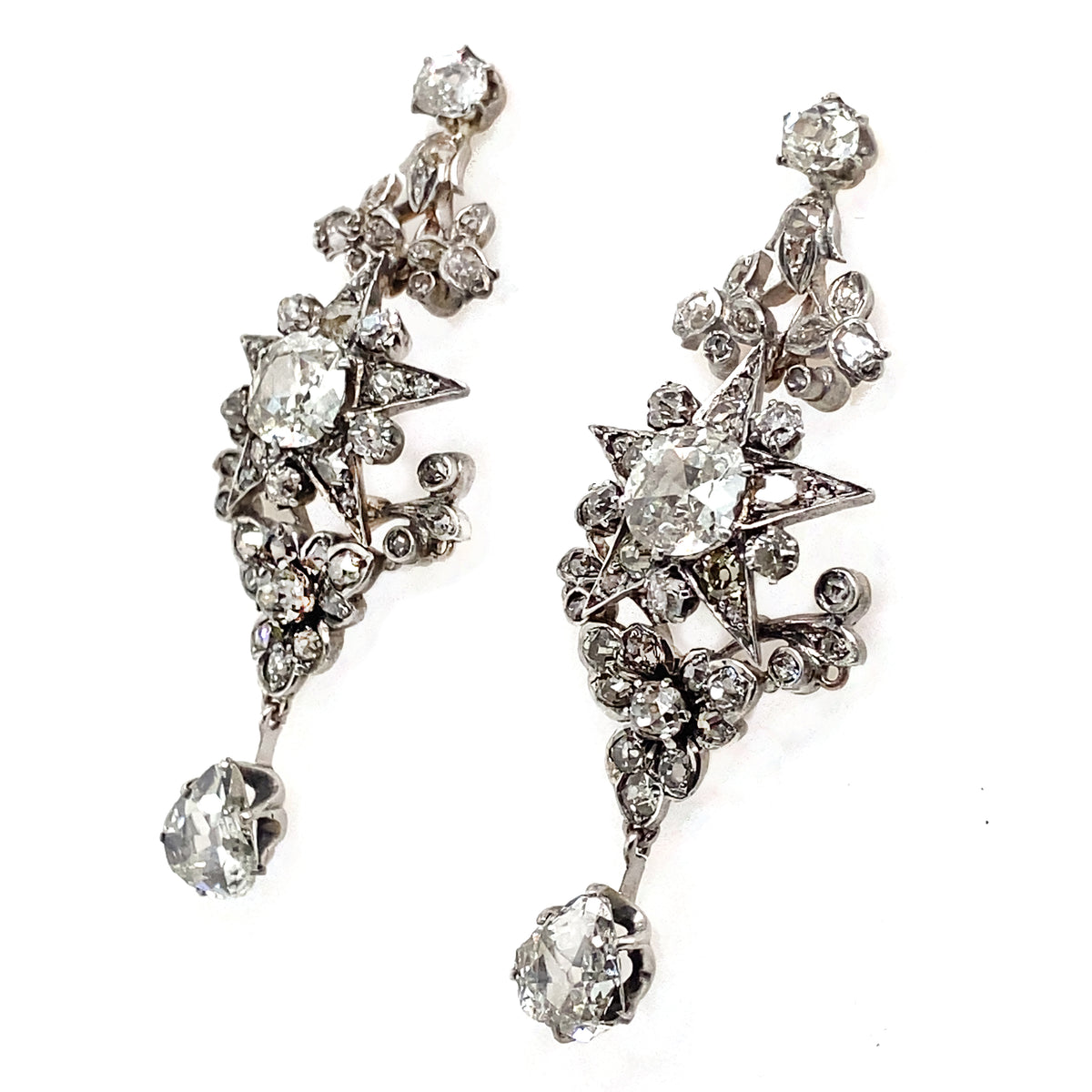 Victorian star diamond earrings