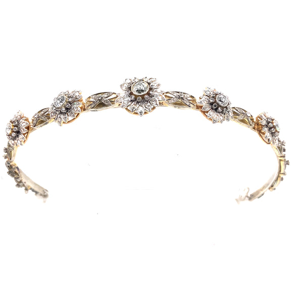 A Victorian diamond bandeau tiara necklace