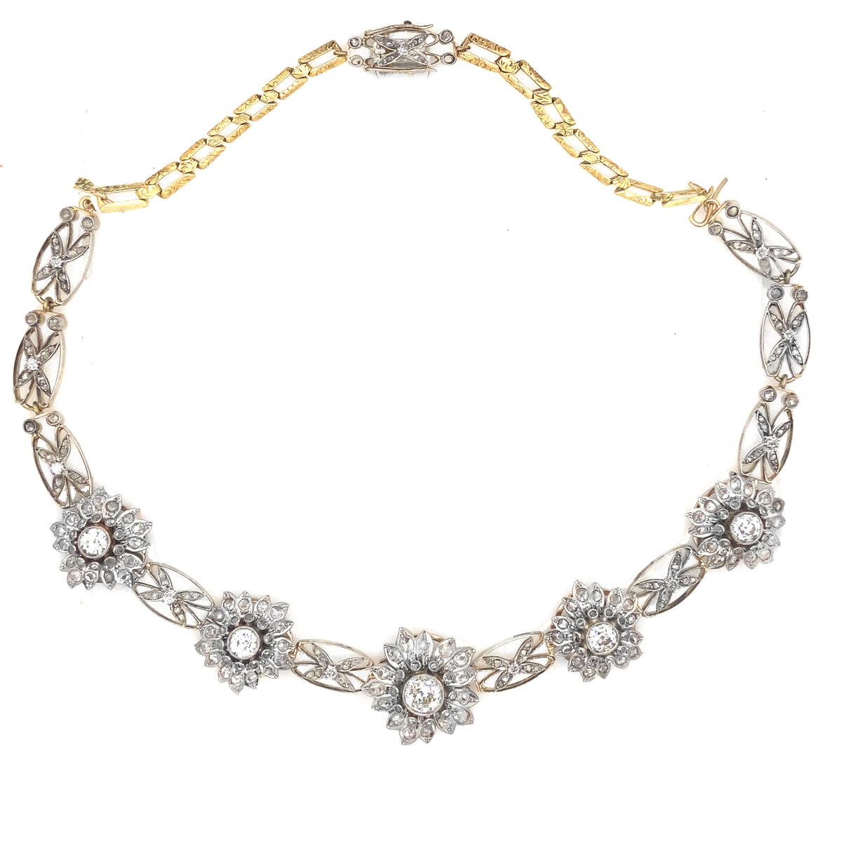 Collana con tiara a fascia di diamanti vittoriana