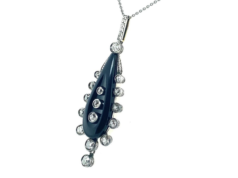 Art Deco diamond and onyx pendant