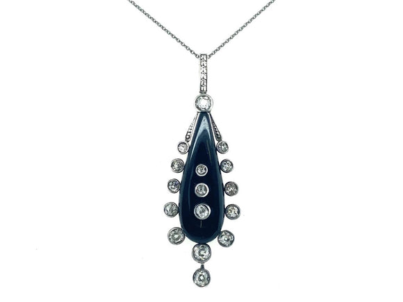 Art Deco diamond and onyx pendant
