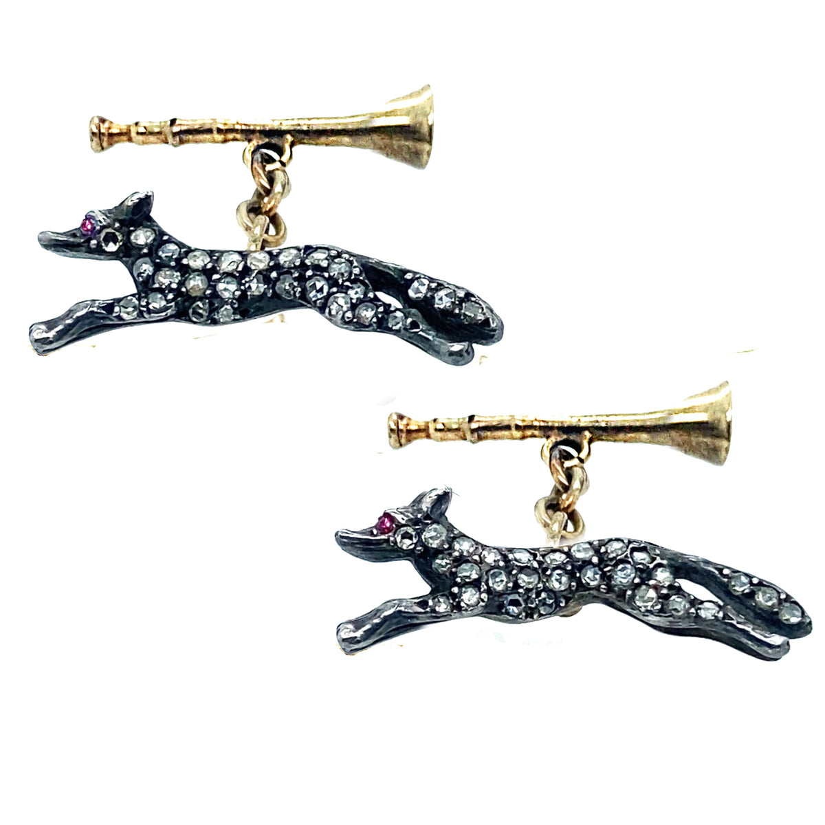 Gemelli vittoriani in oro con diamanti