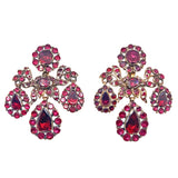 Georgian garnet girandole earrings and brooch Parure