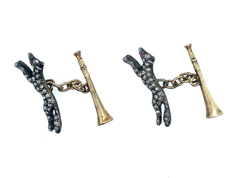 Gemelli vittoriani in oro con diamanti