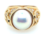 Marina Bulgari yellow gold, diamond and pearl ring.