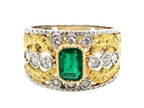 Buccellati gold diamond and emerald ring