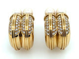 Bulgari yellow gold diamond and pearl earrings.
