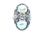 Antique natural pearl and diamond ring 1900
