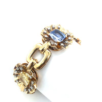 Bracciale in oro giallo, diamanti e zaffiri gialli/blu. Periodo 1950 circa