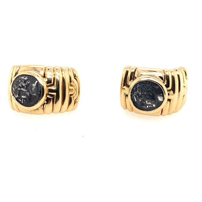 Yellow gold monete parantesi earrings, Bulgari.