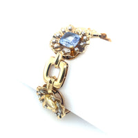Bracciale in oro giallo, diamanti e zaffiri gialli/blu. Periodo 1950 circa
