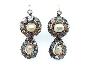 Victorian gold rose-cut diamond and Pearl earrings