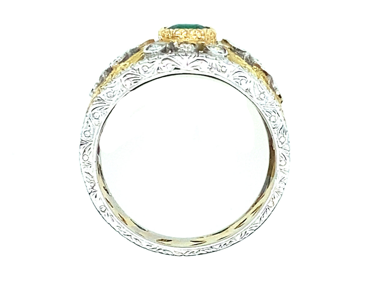 Anello Buccellati in oro, diamanti e smeraldi