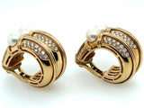 Bulgari yellow gold diamond and pearl earrings.