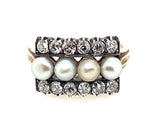 Victorian diamond and natural pearl ring