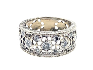 Bague Mario Buccellati en or blanc et diamants dentelle