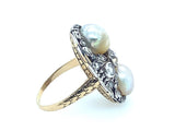 Antique natural pearl and diamond ring 1900