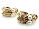 Bulgari yellow gold diamond and pearl earrings.