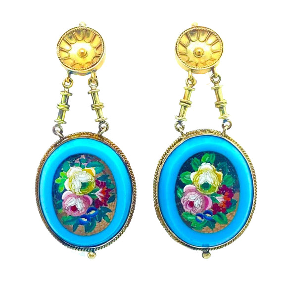 Victorian gold and micromosaic earrings