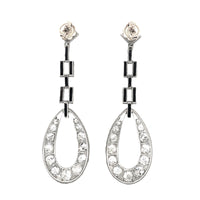 Delicate Art Déco platinum diamond and onyx earrings, 1925