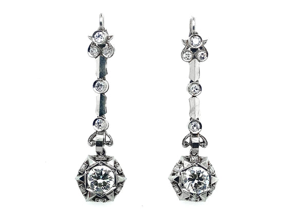 Art Déco platinum and diamond earrings