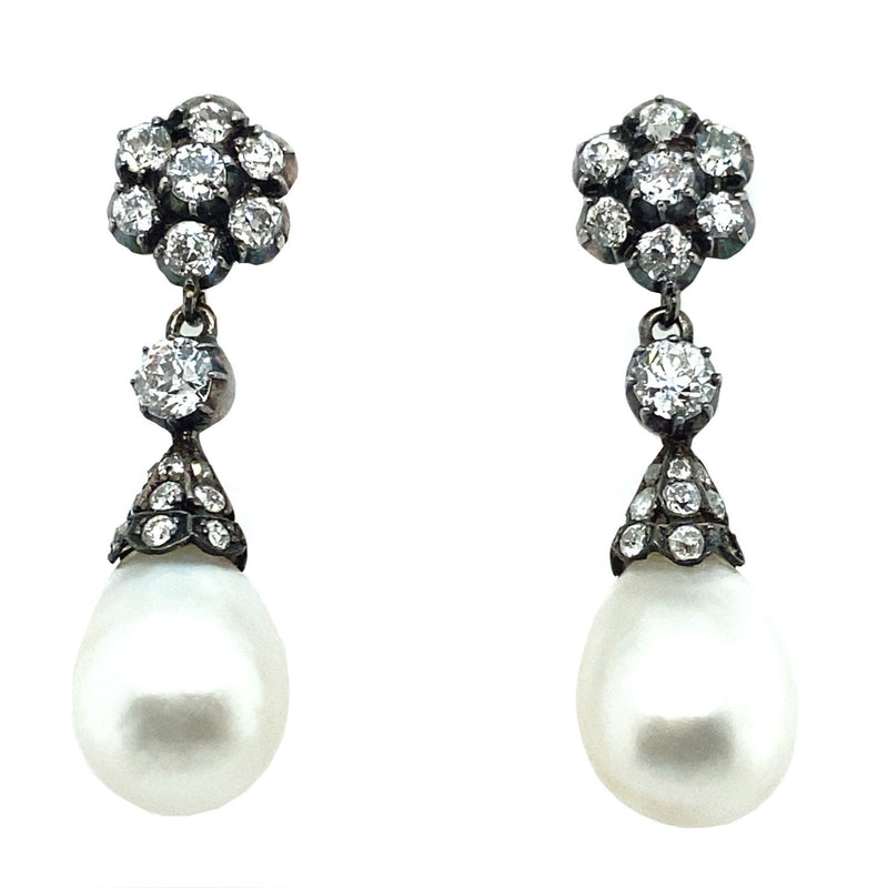 Important Victorian diamond and natural pearl earrings