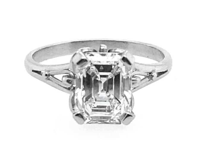 Emerald cut diamond engagement ring