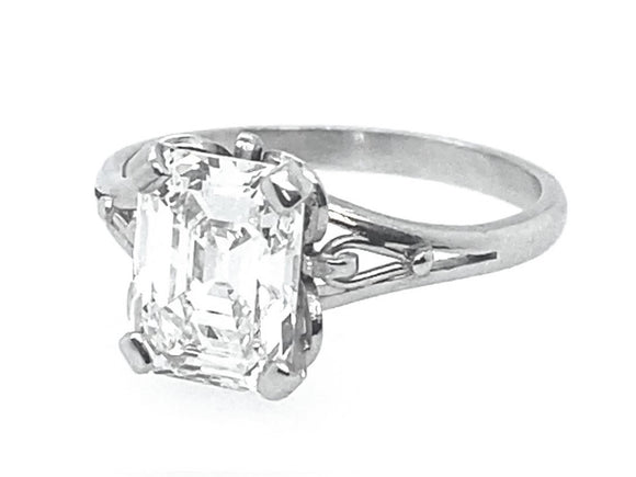 Emerald cut diamond engagement ring