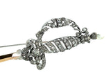Belle Époque silver gold diamond and natural pearl sword brooch