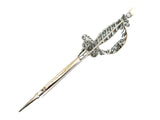 Belle Époque silver gold diamond and natural pearl sword brooch