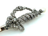 Belle Époque silver gold diamond and natural pearl sword brooch