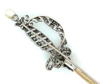 Belle Époque silver gold diamond and natural pearl sword brooch
