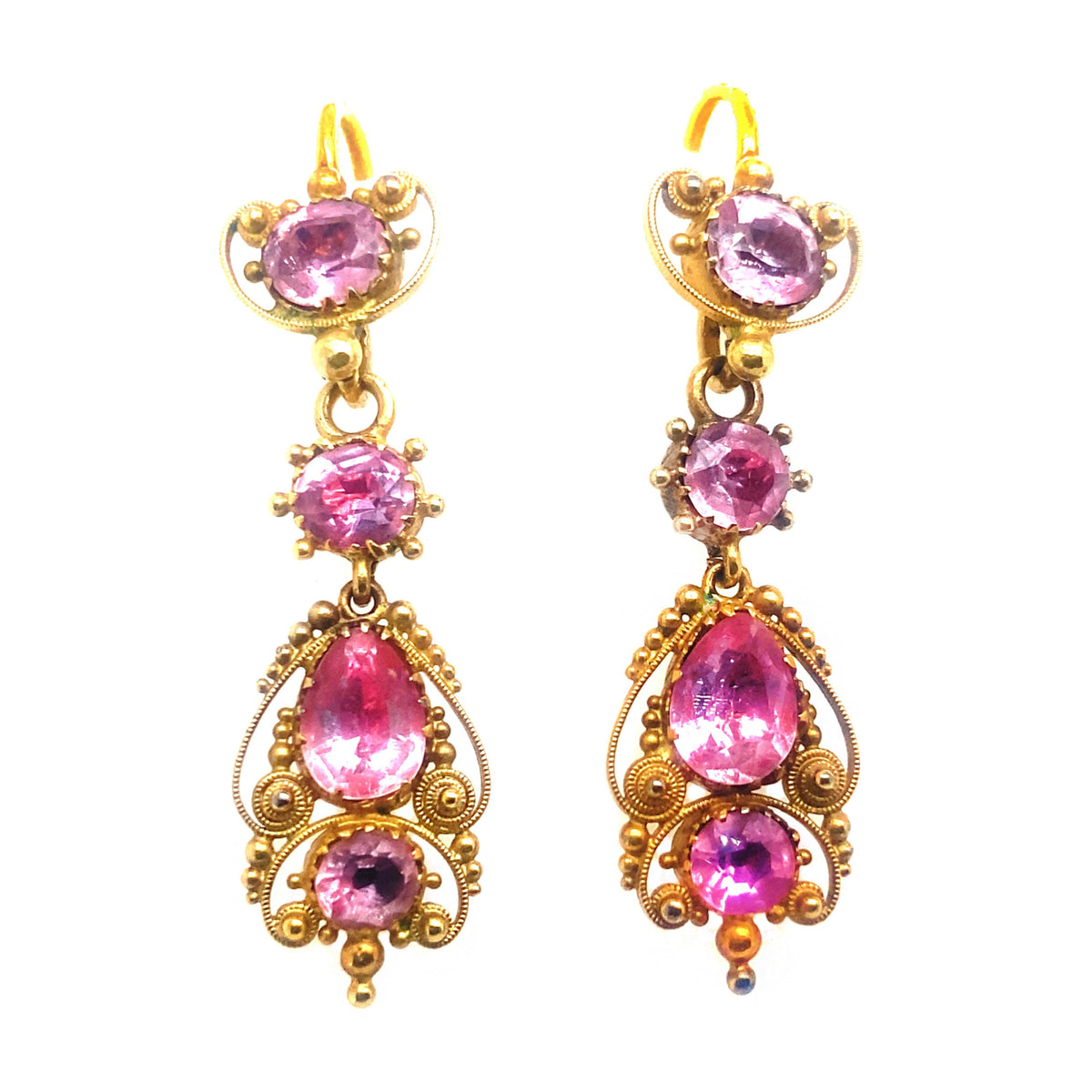 Georgian gold and pink topaz parure