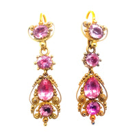 Georgian gold and pink topaz parure