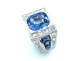 Important Art Déco platinum diamond and sapphire chevalier ring