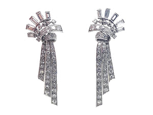 Art Deco platinum and diamond earrings, 1935