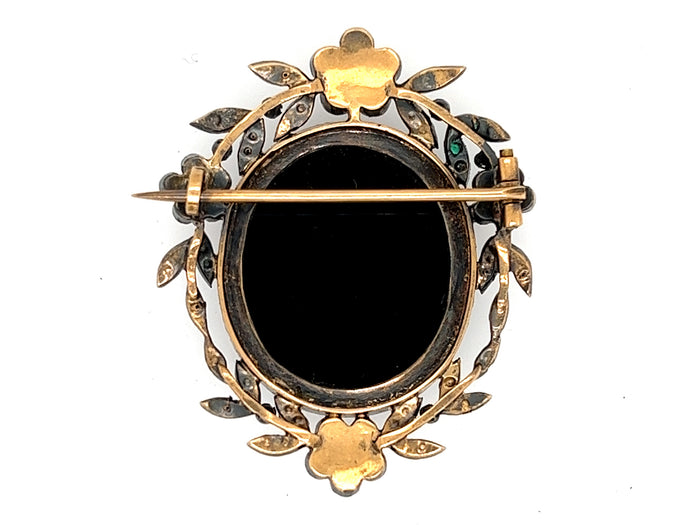 Victorian gem set cameo brooch depicting Ajax