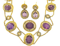 Georgian gold, amethyst and natural pearl Parure