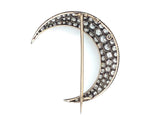 Victorian diamond crescent moon brooch