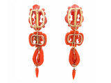 A XIX Century pair of yellow gold and coral earrings.