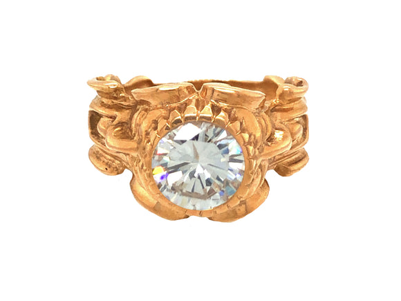 A red gold ring with center stone diamond kt. 1.91