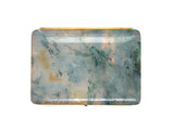 A yellow gold and moss agate cigarette case by Cartier Paris. Hallmark by Henri Lavabre. 1910 c.a
