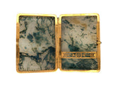 A yellow gold and moss agate cigarette case by Cartier Paris. Hallmark by Henri Lavabre. 1910 c.a