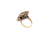 A XIX Century yellow gold, silver, rose diamond and amethyst ring