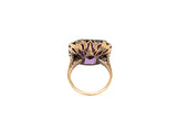 A XIX Century yellow gold, silver, rose diamond and amethyst ring