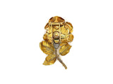 A yellow gold and diamond rose brooch. Period 1950 circa